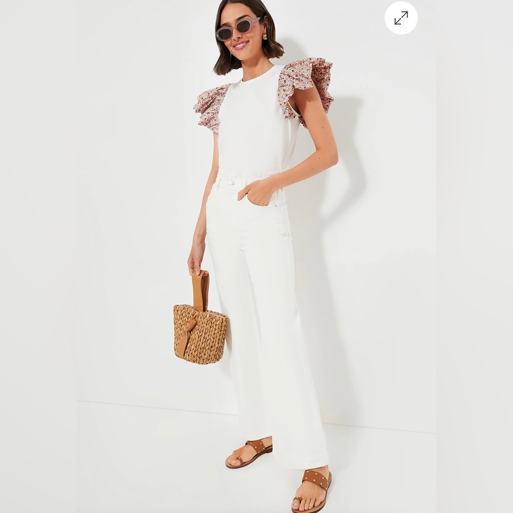 Hyacinth House Floral Sleeve and White Shelby Tee